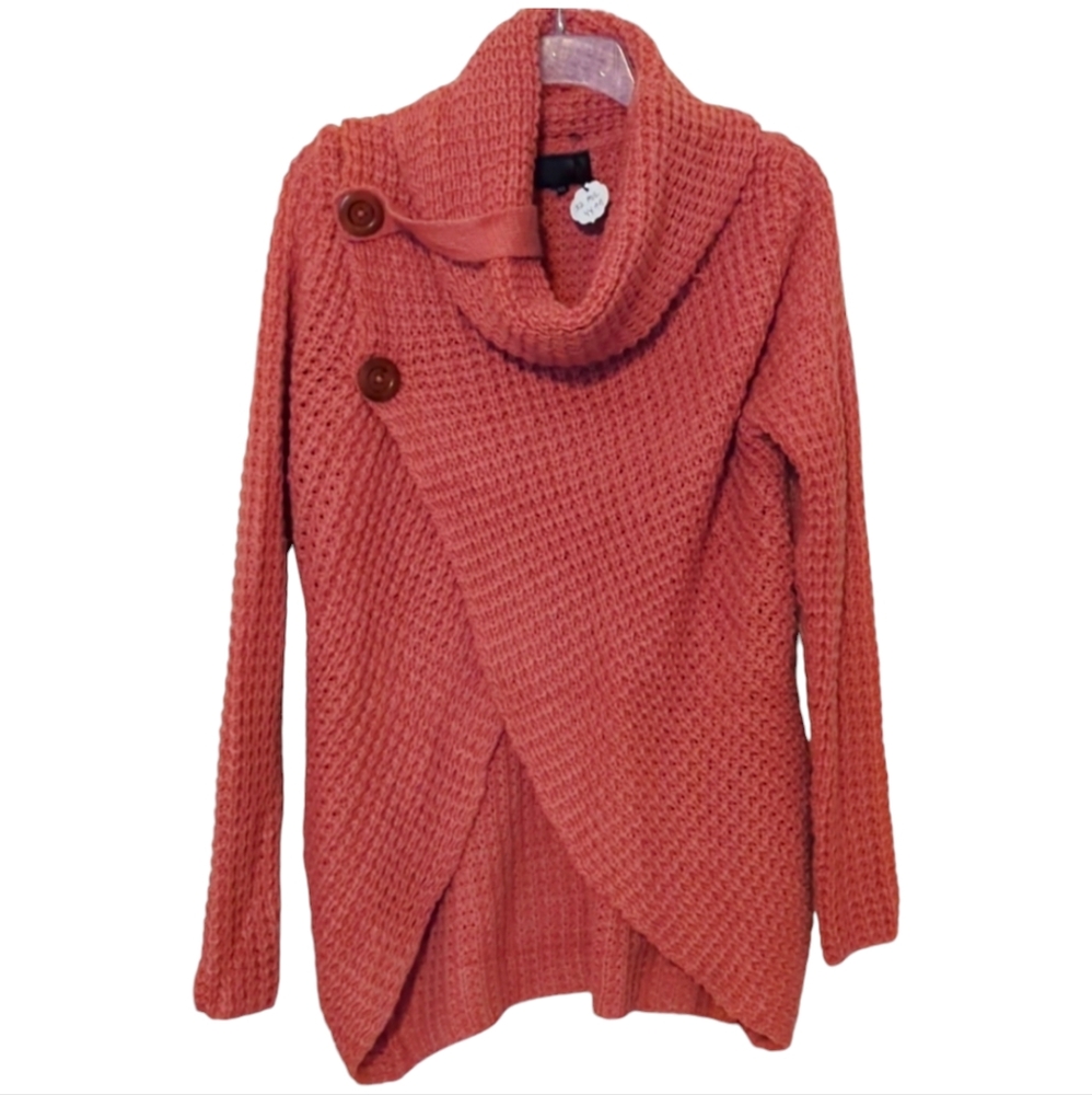 NWT * I2 WRAP BUTTON CHUNKY KNIT SWEATER